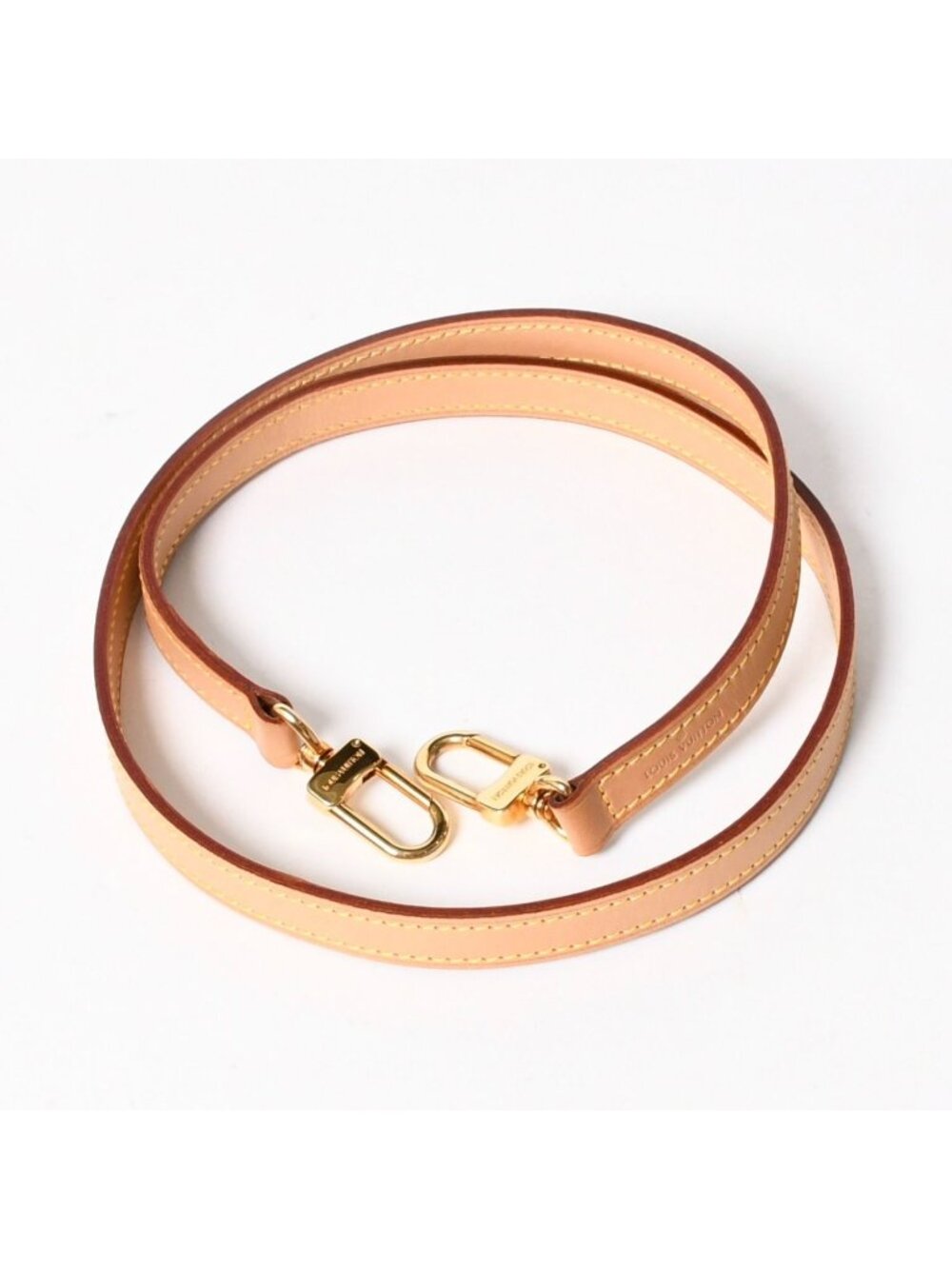 Louis Vuitton Shoulder Strap LV Logo Vachetta Leather Brown Gold